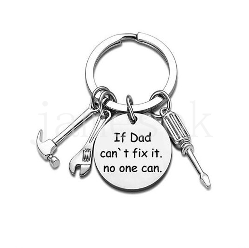 Stainless Steel Keychain Party Favor Engraved Dad Papa Grandpa Tools Key Rings Father Day Gift Creative Father Keyring Men Jewelry Accessories de196