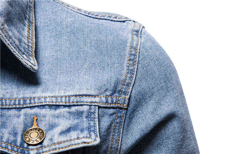 Cotton Denim Jacket Men Casual Solid Color Lapel Single Breasted Jeans Jacket Men Autumn Slim Fit Quality Mens Jackets 211110