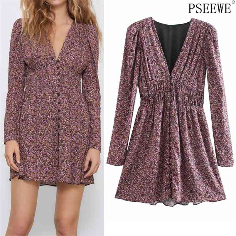 Floral Print Mini Dress Women Winter V Neck Button Vintage Long Sleeve Ladies Elastic Waist Elegant es 210519
Floral Print Mini Dress Women Winter V Neck Button Vintage Long Sleeve Ladies Elastic Waist Elegant es 210519