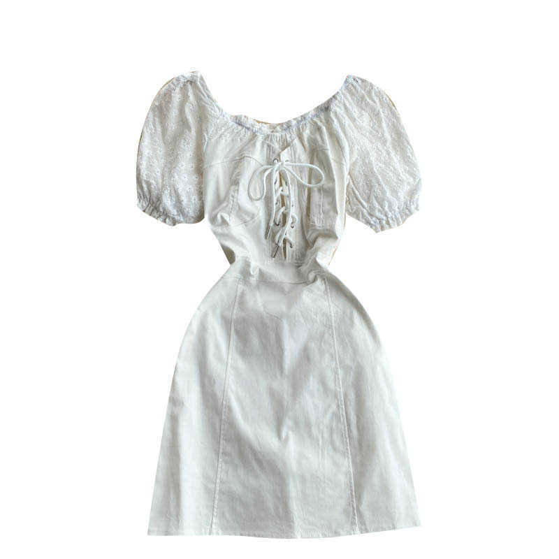 DEAT Women Black Belt Ruffles Dress Slash Neck Short Sleeve Arrivals Lady Sexy Fashion Spring Summer 11D55201M 210709