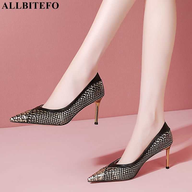 ALLBITEFO high quality gold heels genuine leather+snake skin sexy high heel shoes women high heels shoes party women shoes 210611, As picture 
ALLBITEFO high quality gold heels genuine leather+snake skin sexy high heel shoes women high heels shoes party women shoes 210611, As picture