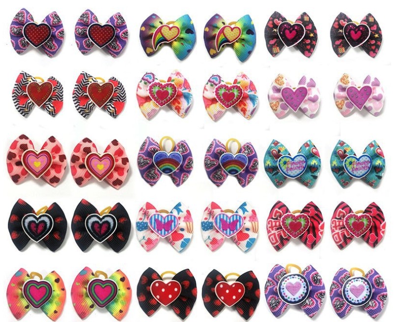 Dog Apparel Hair Bows with Rubber Bands Butterfly Pet Ties Elastic Band for Puppy Cats Accessories
