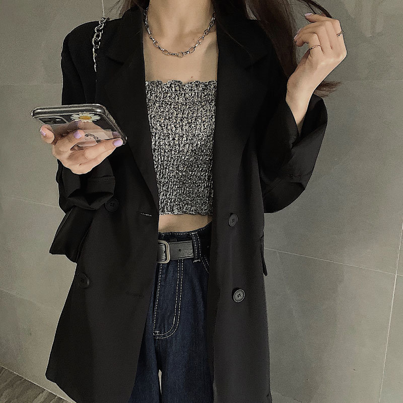 Office Lady Thin Sunscreen Women Solid Coats OL Summer Slim Loose Tops Streetwear Brief All Match Blazers 210421