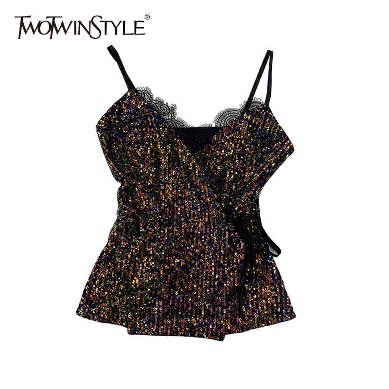 Sexy Slim Patchwork Sequin Vests For Women V Neck Sleeveless Lace Up Bowknot Camis Female Summer Fashion Style 210524, Aspicture
Sexy Slim Patchwork Sequin Vests For Women V Neck Sleeveless Lace Up Bowknot Camis Female Summer Fashion Style 210524, Aspicture