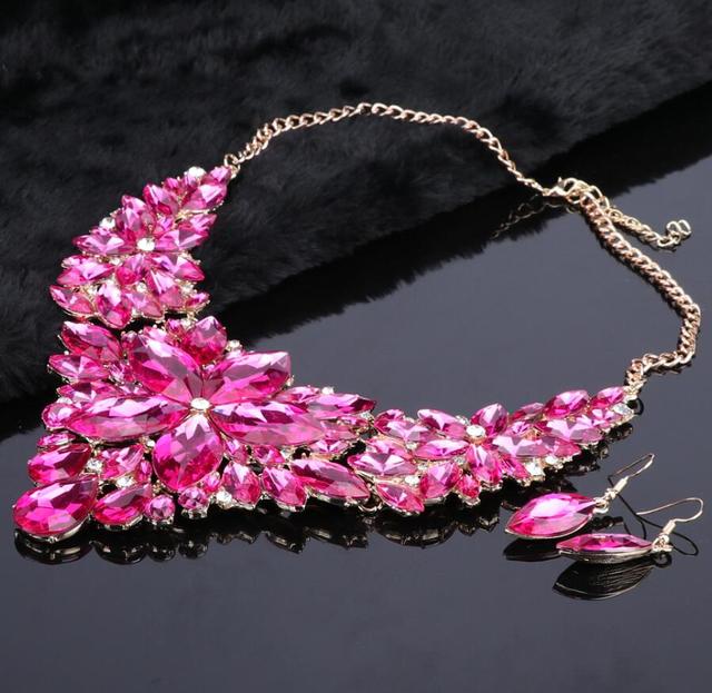 Fashion Crystal Wedding Necklace Earring Jewelry Sets Bride Party Costume Accessories Bridal Decorations Jewellry for Women