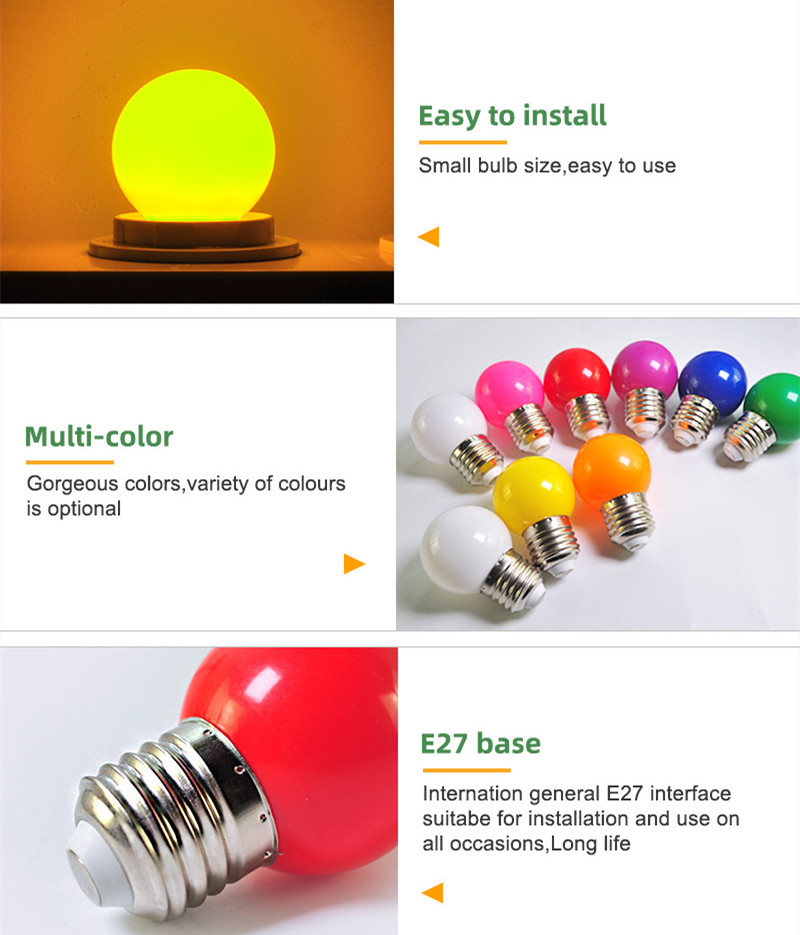 20Pcs 1W Colorful E27 Bulb Led 3W Lamp e 27 Globe Lampada AC 220V SMD 2835 RGB Flashlight G45 Leds Spot Light Bomlillas