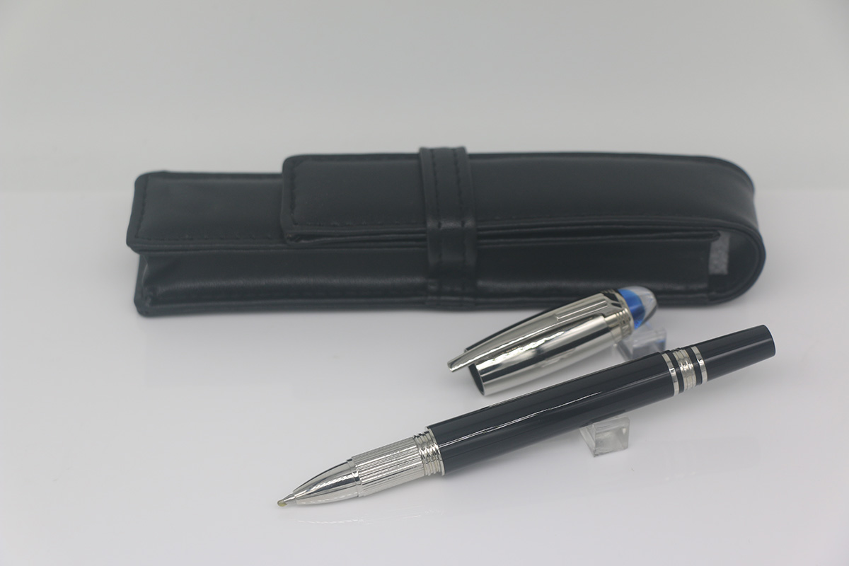 Classi Roller pen with Blue Crystal head cover lattice Stainless steel Silver/Grey Trim