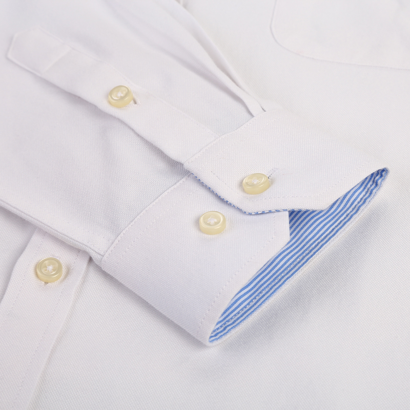Men's Plus Size Casual Solid Oxford Dress Shirt Single Patch Pocket Long Sleeve Regular-fit Button-down Thick Shirts 220309