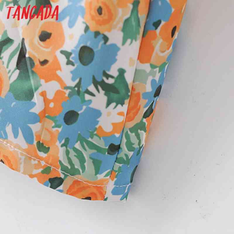 Women Print French Style Summer Puff Short Sleeve Ladies Midi Dress Vestidos 2M126 210416