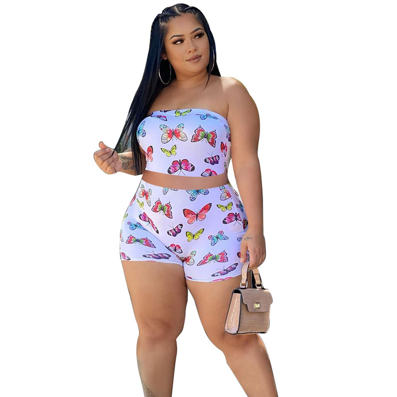 Women Set Streetwear Butterfly Print Strapless Crop Top Shorts Pants Suit Active Wear Tracksuit Two Piece Set Fitness Outfit, Blue
Women Set Streetwear Butterfly Print Strapless Crop Top Shorts Pants Suit Active Wear Tracksuit Two Piece Set Fitness Outfit, Blue