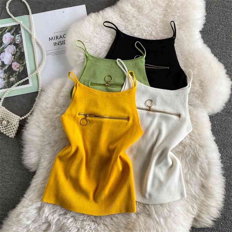 Sexy Women Knitted Camis Top Solid Spaghetti Strap Sleeveless Zipper Front Hollow Out Slim Summer Tops Fashion Streetwear 210603, Yellow
Sexy Women Knitted Camis Top Solid Spaghetti Strap Sleeveless Zipper Front Hollow Out Slim Summer Tops Fashion Streetwear 210603, Yellow