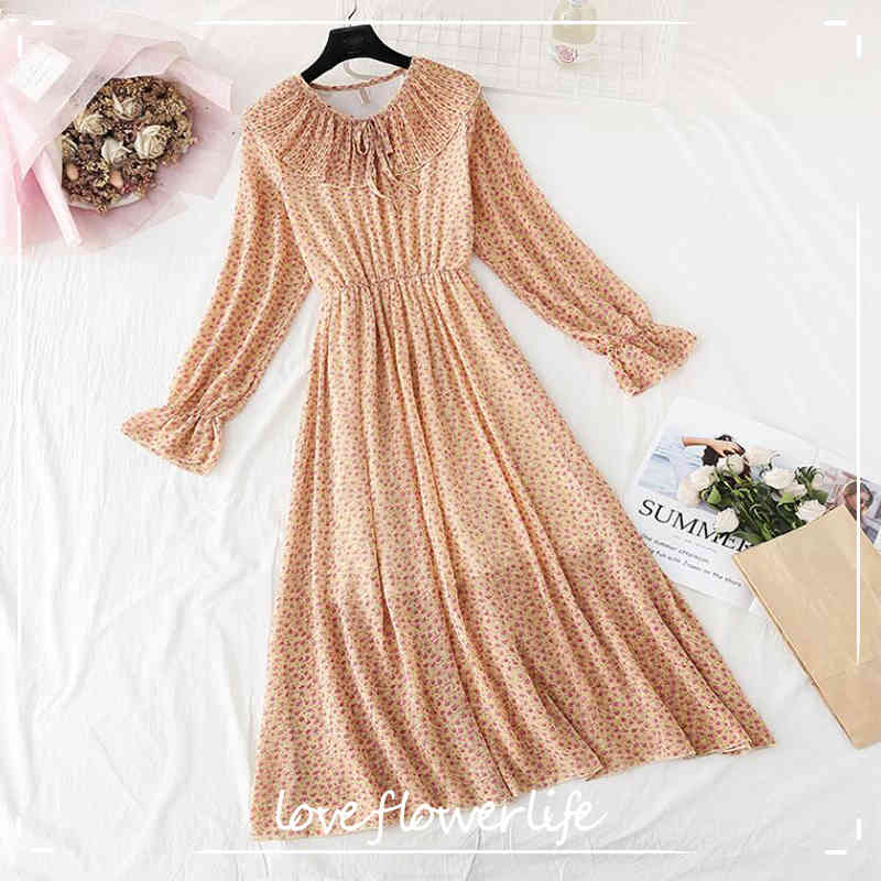 Spring Summer Vintage Print Long Sleeve A-Line Dress Women Sweet Doll Collar Mid-Calf Chiffon Dress Elegant Ruffles Dresses 210521, Yellow
Spring Summer Vintage Print Long Sleeve A-Line Dress Women Sweet Doll Collar Mid-Calf Chiffon Dress Elegant Ruffles Dresses 210521, Yellow