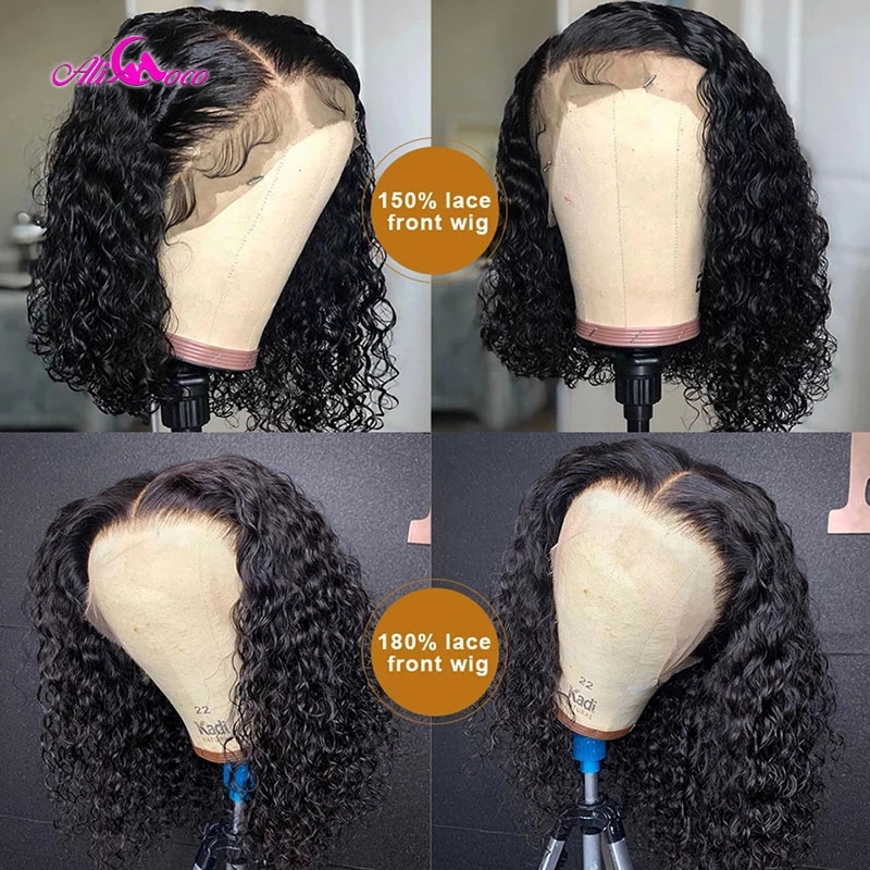 Short Kinky Curly Lace Front Human Hair Wigs For Black Women Deep Wave Glueless Synthetic Wig Prelucked Hairline