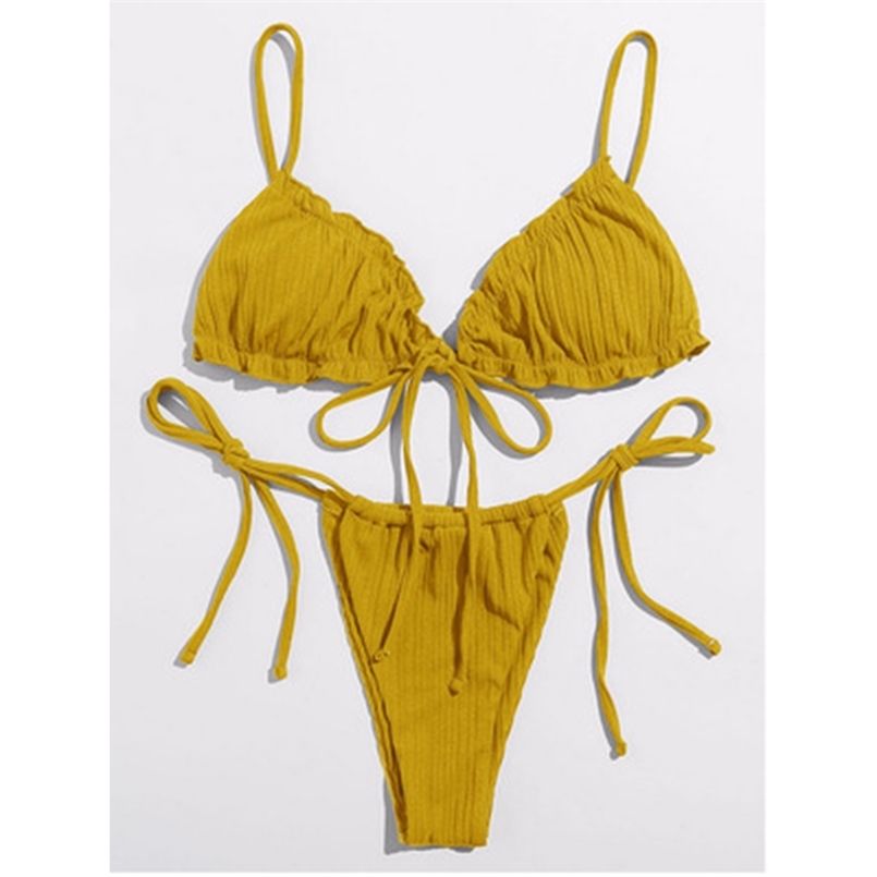 Brazilian micro bikinis mujer Sexy string swimsuit female pleated bikini set Yellow swimwear women Mini bathing suit 210722
Brazilian micro bikinis mujer Sexy string swimsuit female pleated bikini set Yellow swimwear women Mini bathing suit 210722