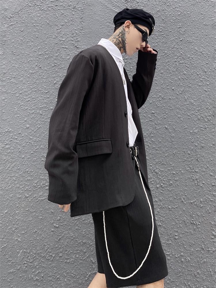 Yamamoto Wind Dark Suit Summer Men's INS Handsome Casual Shorts Loose Version Tracksuits