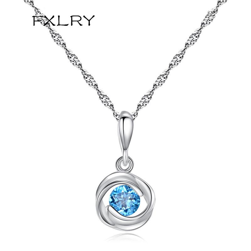 Pendant Necklaces FXLRY Design Silver Color Trendy Blue Necklace For Women Simple Flower Shaped Chain Jewelry
Pendant Necklaces FXLRY Design Silver Color Trendy Blue Necklace For Women Simple Flower Shaped Chain Jewelry