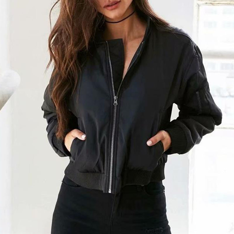 Chic women's winter retro loose cotton jacket flying baseball uniform women's jacket Long sleeve stand collar black red 210507