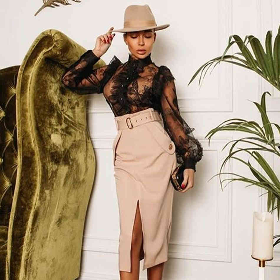 Summer Women White Knitted Pencil Belt Bandage Skirt Sexy Knee Length Buttons Celebrity Evening Party Club Skirts 210423