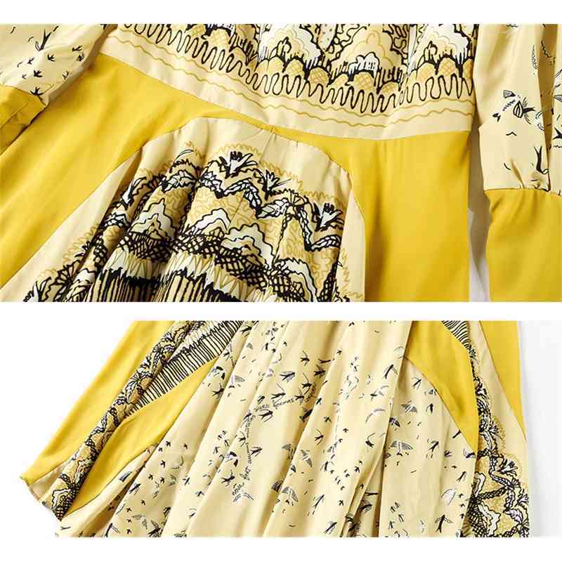 Summer Fashion Runway Dress Women's Long Sleeve Casual Printed Vacation vestidos 210522