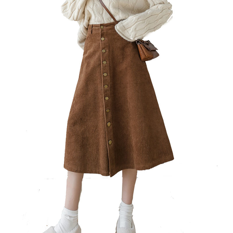 Skirts Winter Khaki Corduroy Single-breasted A-Line Long for Women High Waist Thick Velvet Calf EIJH
Skirts Winter Khaki Corduroy Single-breasted A-Line Long for Women High Waist Thick Velvet Calf EIJH