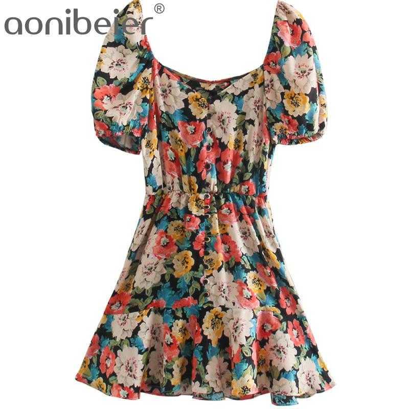 Summer Za Floral Mini Dres Vintage Ruffle Short Puff Sleeve Ssndy Ladies Elastic Waist Dresses 210604, Multi
Summer Za Floral Mini Dres Vintage Ruffle Short Puff Sleeve Ssndy Ladies Elastic Waist Dresses 210604, Multi