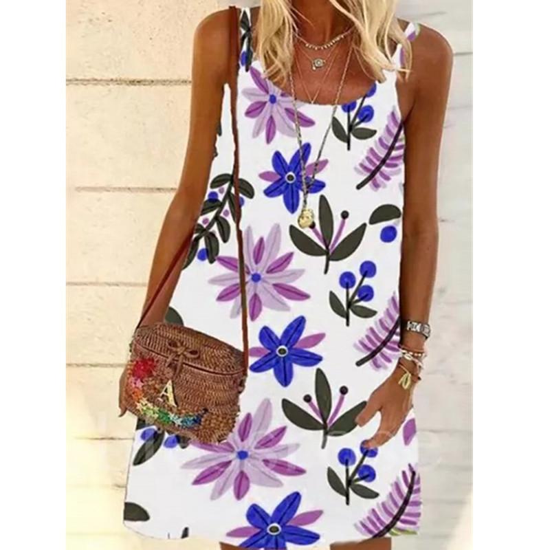 Casual Dresses Loose Large Size Fresh Vest Pullover Dress Selling 2021 Women's Summer Sleeveless Printed Skirt