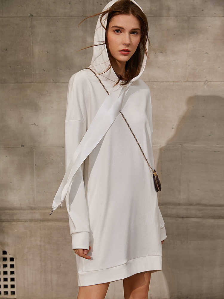 Amii Minimalism Spring Hoodies For Women Causal Hooded Solid Loose Long Women's Dress Female Pullover Tops 12180006 210809