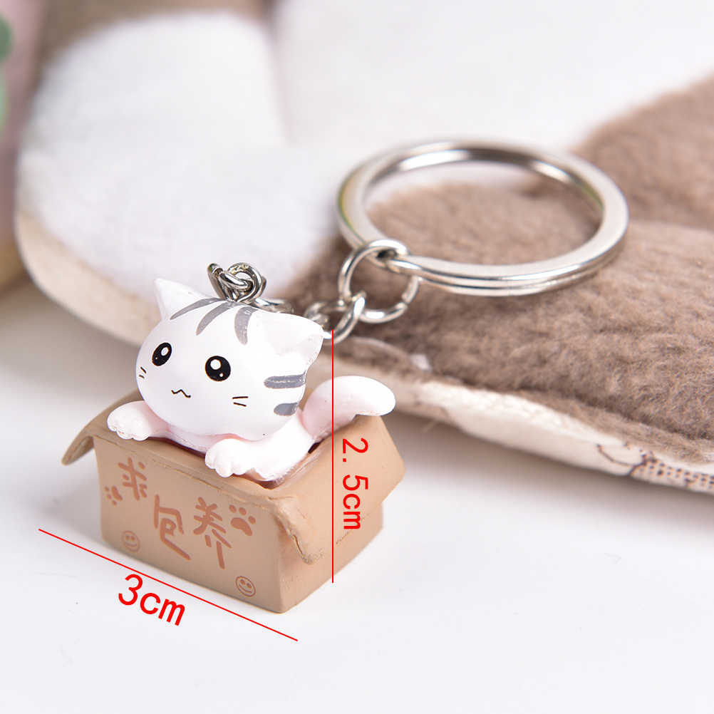 1pcs Creative Personality Cute Little Cat Box Keychain For Women Men Keychain Bag Pendants R250728