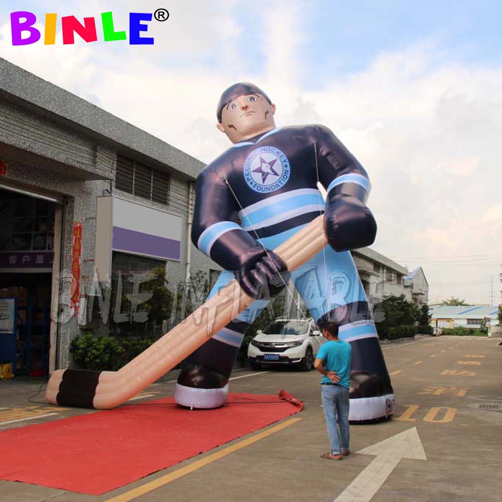 Customized advertising Inflatable hockey player Model Blow Up Sportsman Sculpture For Competition Venue Decoration