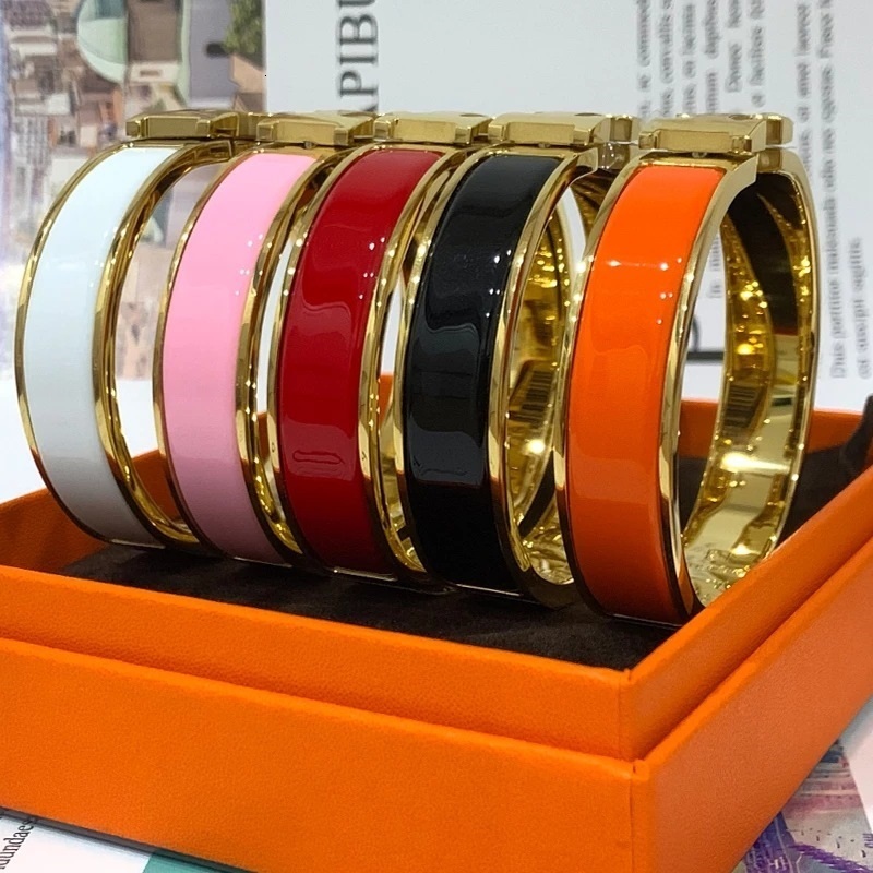 H titanium steel Charm Gold Bracelet For Women's Bangle Colored Glaze Fashion Gift Love wl, Black
H titanium steel Charm Gold Bracelet For Women's Bangle Colored Glaze Fashion Gift Love wl, Black