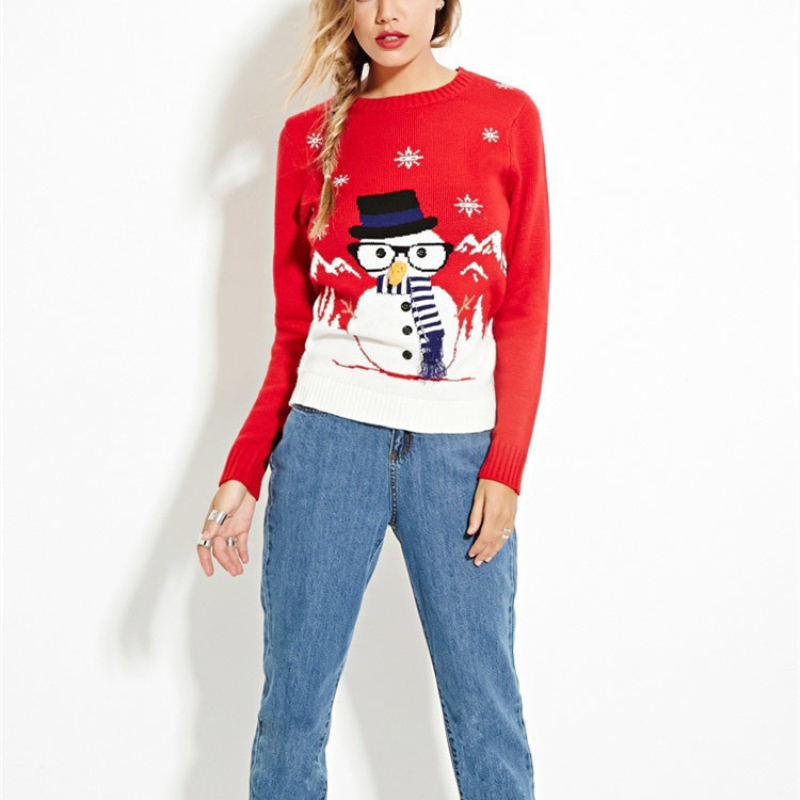 Casual Woman Embroidery Christmas Sweater Autumn Winter Fashion Ladies Snowman Pullover Female Christmas-Tree Knitwear 210515