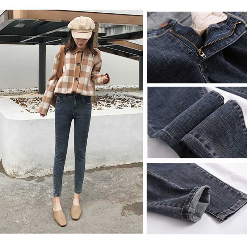 Women jeans Plus Size High Waist Stretch Washed Skinny Jeans Female Denim Pants Pencil Light Blue Gray Black 210922