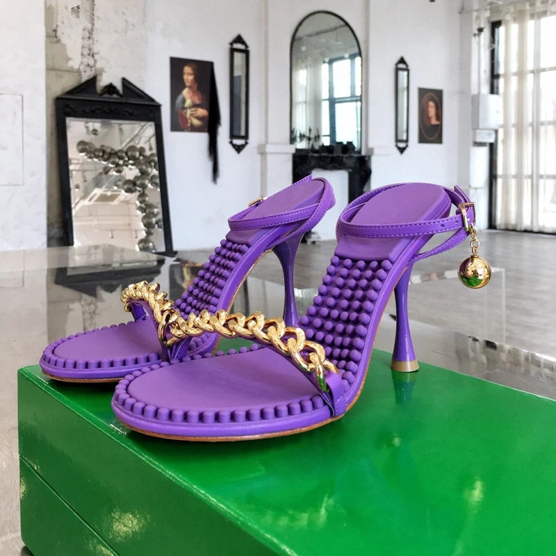 Summer Designer High Heel Sandals Round Toe Ankle Strap Ball Decor Ladies Slides Fashion Metal Chain Sandal Women, Red
Summer Designer High Heel Sandals Round Toe Ankle Strap Ball Decor Ladies Slides Fashion Metal Chain Sandal Women, Red