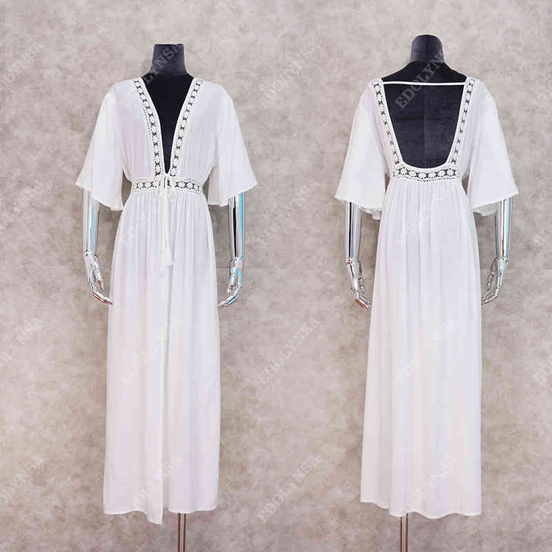 Tunics for Beach Swimsuit Cover up Women Swimwear Long Kaftan wear Pareo Dress Saida de Praia #Q1024 210420