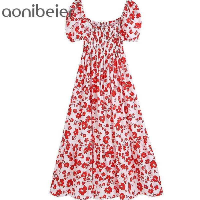 Red Print Square Collar Puff Sleeve Summer Women Long Midi Dress Shirred Body High Waist Female Casual Ruffles 210604, 01
Red Print Square Collar Puff Sleeve Summer Women Long Midi Dress Shirred Body High Waist Female Casual Ruffles 210604, 01