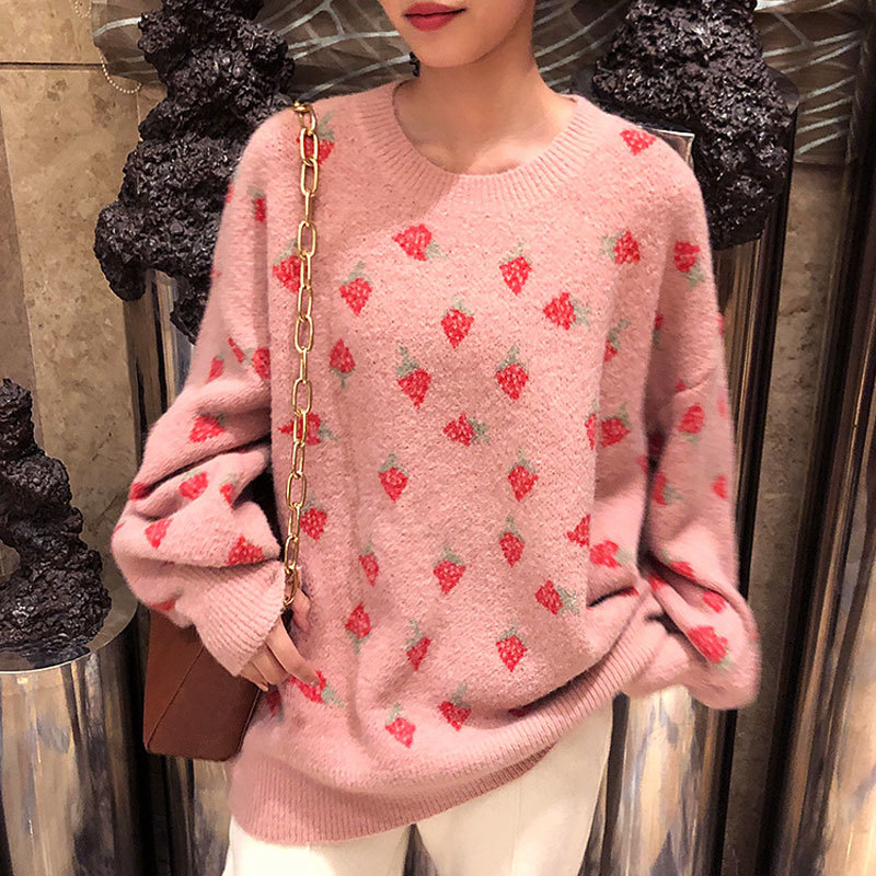 women's sweaters loose print knitted pullover women pink o-neck knitwear autumn winter jumpers strawberry pattern female swee, White;black
women's sweaters loose print knitted pullover women pink o-neck knitwear autumn winter jumpers strawberry pattern female swee, White;black