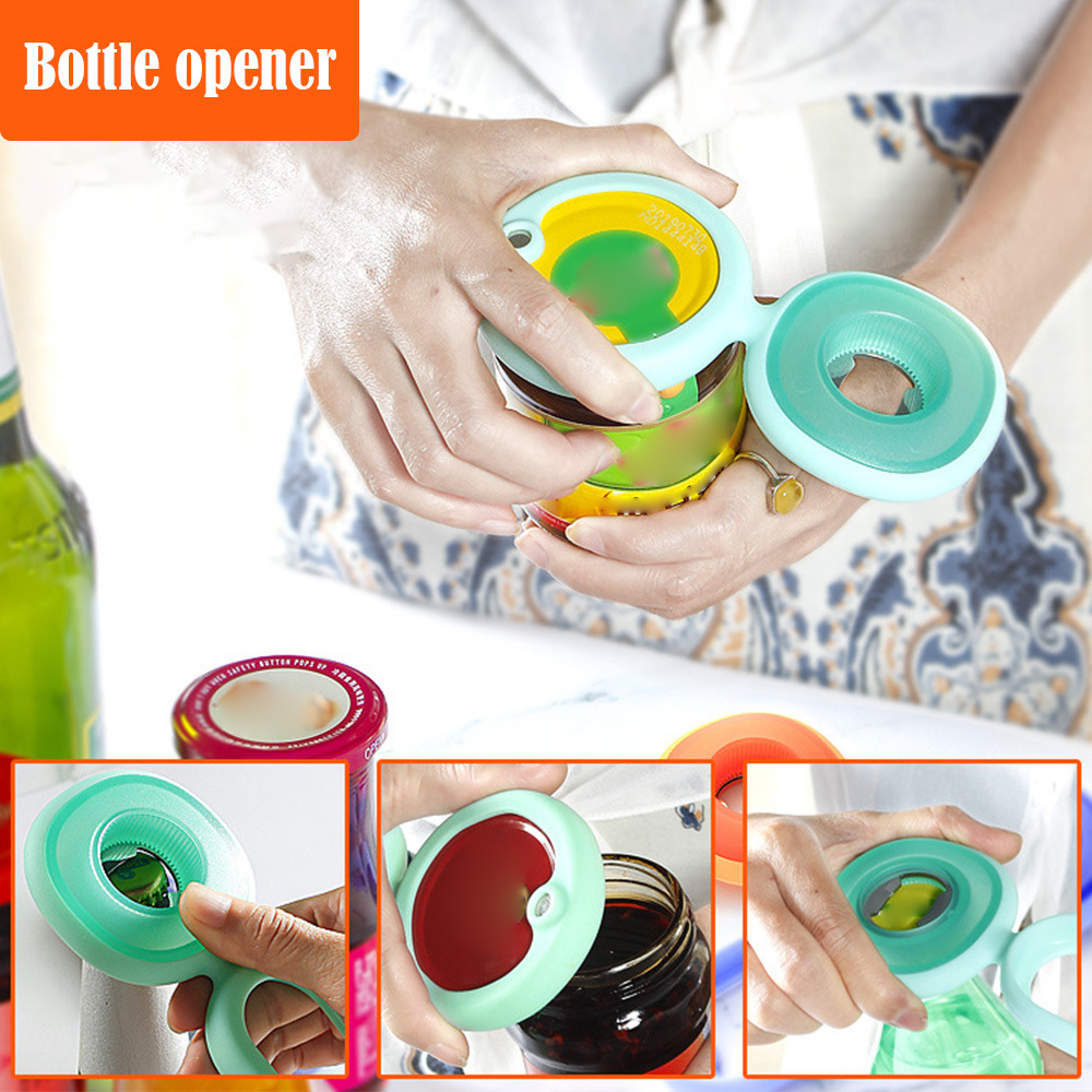4 In 1 Can Bottle Opener Beer Beverage Cap Sauce Jar Multifunctional Magnet Bottle Opener Household Home Kitchen Bar Tool