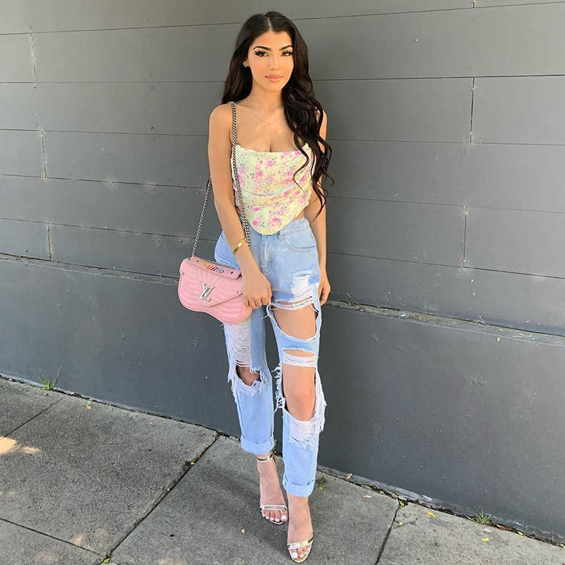 Colysmo Boned Tube Tops Women Strapless Ruched Floral Corset Sexy Club Wear Crop Summer Elasticity Print Tank 210527