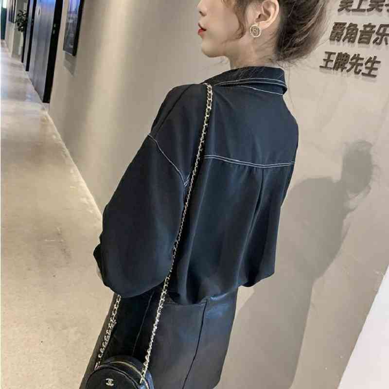 Spring Safari Style Full Sleeve Women Shirt Blouse Solid Color Plus Size Ladies Long Turn Down Collar Female Clothing 210521