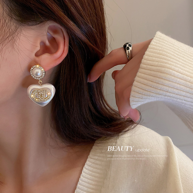 925 Silver Stud Rhinestone-Encrusted Pearl Double Ring Love Heart Earrings French Entry Lux Niche Earrings Elegant High-Grade eardrop for W
925 Silver Stud Rhinestone-Encrusted Pearl Double Ring Love Heart Earrings French Entry Lux Niche Earrings Elegant High-Grade eardrop for W
