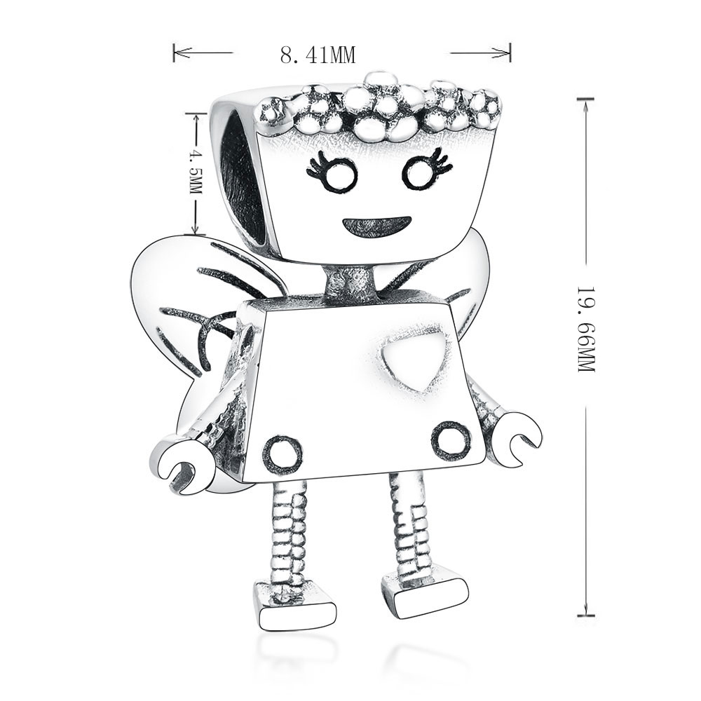 925 Sterling Silver Family Girl Boy Robot Bella bot Pink Bow Flower Butterfly Wing Beads Fit Original Brand Charm Bracelet DIY Berloque