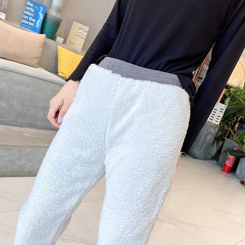 Lucyever Plus Size 5XL Winter Thicken Plush Sport Pants Women Elastic Waist Harem Woman 9 Color Casual Sweatpants 211115