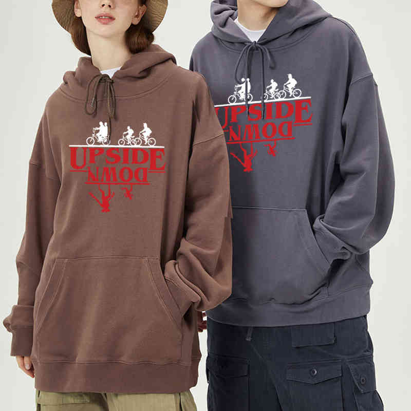 Stranger Things Print Man Hoodie Long Sleeve Pocket Loose Hooded Clothes Unisex Fashion Cartoons Hoody Top Anime Punk Hoodies H1227