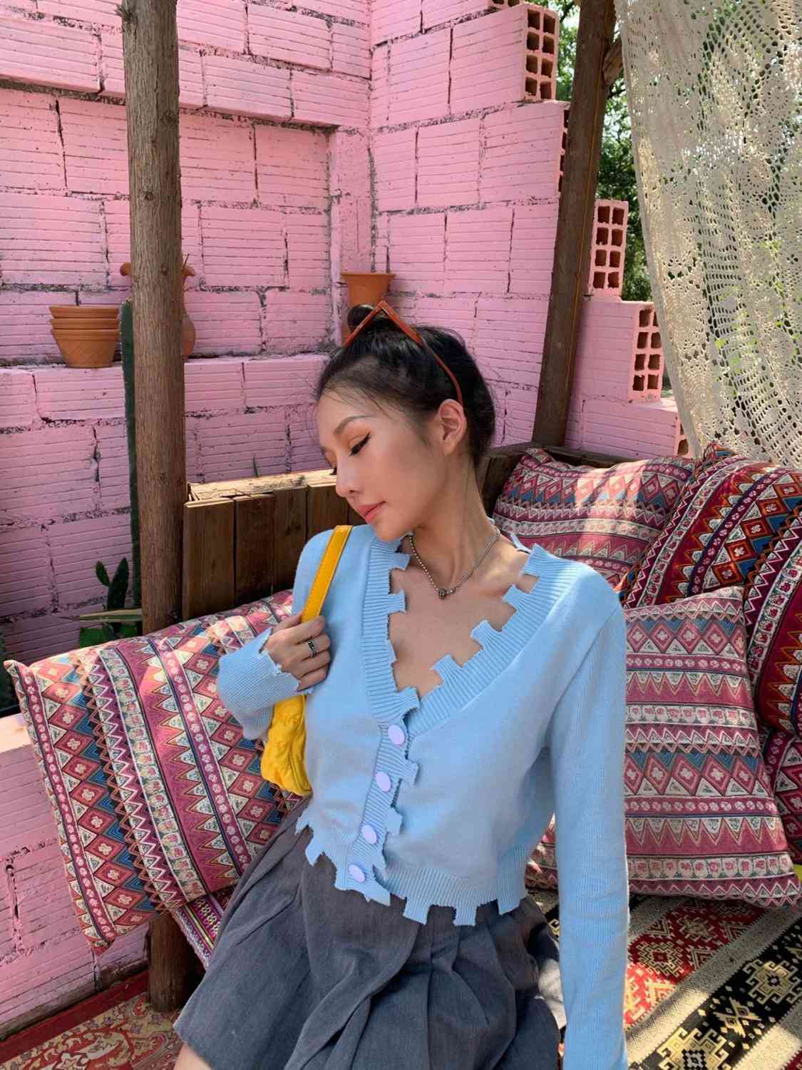 Autumn Vintage Tassel Fringed Single Breasted Button Cardigan Sweater Woman V-neck Long Sleeve Jumper Knitwear 210429