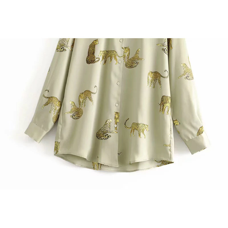 Vintage Animal Print Blouse Autumn Fashion Women Leopard Print Twill Shirts Elegant Ladies Chic Tops Blusas Mujer 210520