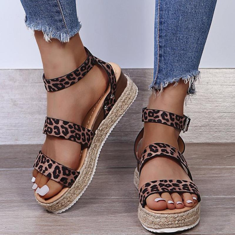 Summer Women's Sandals Muffin Heel Buckle Leopard Pattern Rope Slope Outdoor Platform Sandalias Dress Shoes, Brown
Summer Women's Sandals Muffin Heel Buckle Leopard Pattern Rope Slope Outdoor Platform Sandalias Dress Shoes, Brown