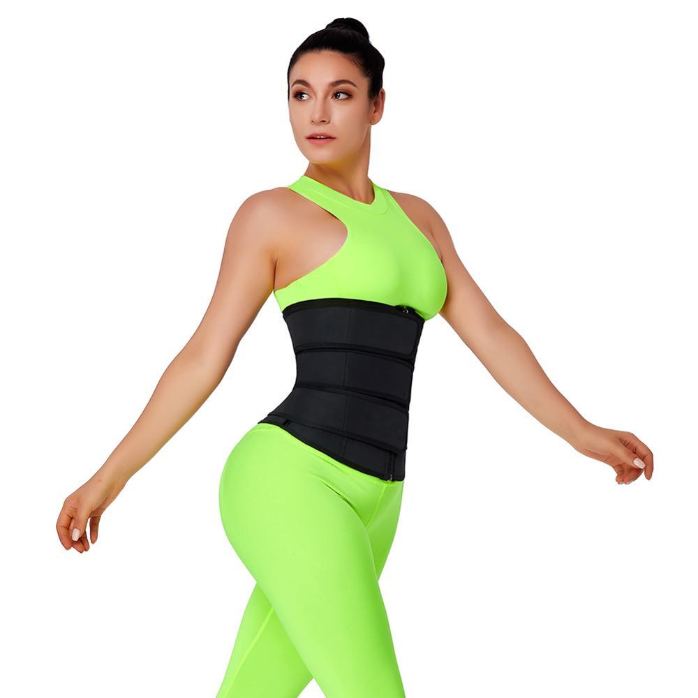 Feelingirl New Three Belts Waist Trainer 100%latex Waist Trainer Body Shaper Zipper 7 Steel Bones Modeling Strap Waist Shaper 210402
