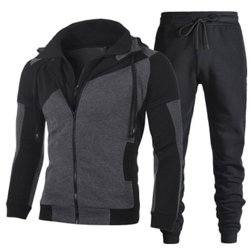 2021 double zipper men's sweater splicing slim hooded cardigan men's sweater suit, Gray
2021 double zipper men's sweater splicing slim hooded cardigan men's sweater suit, Gray