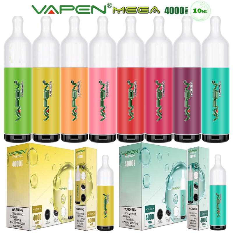 Authentic VAPEN MEGA 4000Puffs Disposable e Cigarette Device Vape Pen 10ml Pre-filled Vapor Mesh Coil Chargeable Airflow System Starter VS Bang XXL RandM Puff Max
Authentic VAPEN MEGA 4000Puffs Disposable e Cigarette Device Vape Pen 10ml Pre-filled Vapor Mesh Coil Chargeable Airflow System Starter VS Bang XXL RandM Puff Max