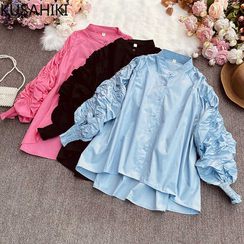 KUSAHIKI Women Blouses Causal Korean Pleated Puff Sleeve Shirt Spring Fashion Turn-down Collar Blusas Mujer 6F699 210602, Purple
KUSAHIKI Women Blouses Causal Korean Pleated Puff Sleeve Shirt Spring Fashion Turn-down Collar Blusas Mujer 6F699 210602, Purple